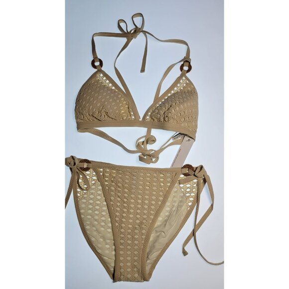 Robin Piccone Bikini Womens Set Top Triangle and Bottom Mid Rise Sz Medium #28 - Picture 1 of 9